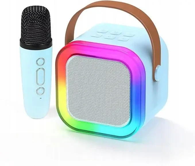 Портативная колонка K12 с RGB подсветкой мини-детское караоке с микрофоном Синия 8918 - изображение 9