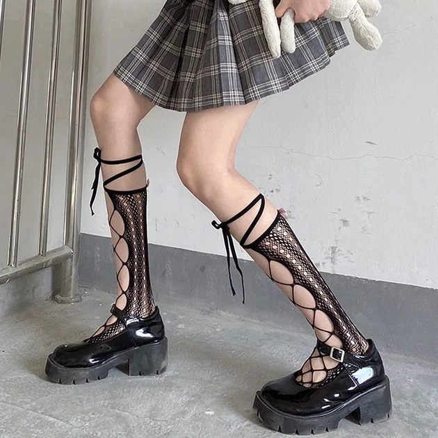 Гольфы кружевные ажурные аниме косплей Jk Tie черные One size - изображение 2