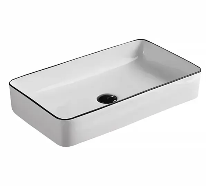 Умывальник накладной Imprese Black Edge 60,5x35,5x11,5 см белый/черный i11099 - изображение 2