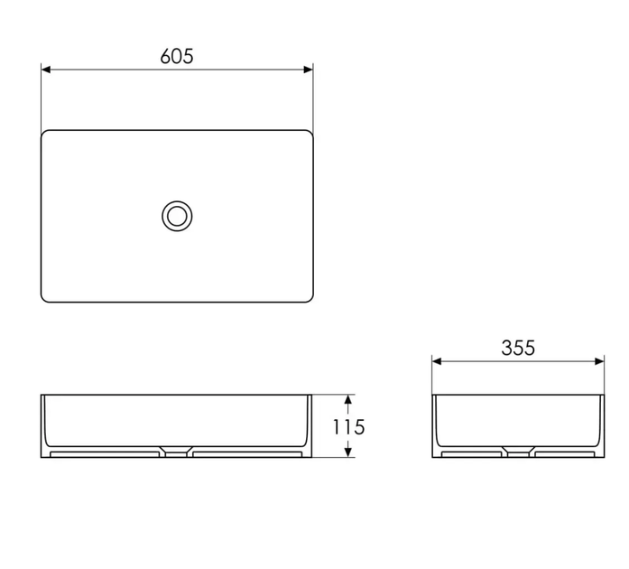 Умывальник накладной Imprese Black Edge 60,5x35,5x11,5 см белый/черный i11099 - изображение 4