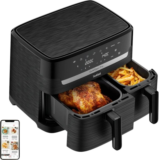 Frytkownica beztłuszczowa Tefal Dual Easy Fry (EY901N10) - obraz 2