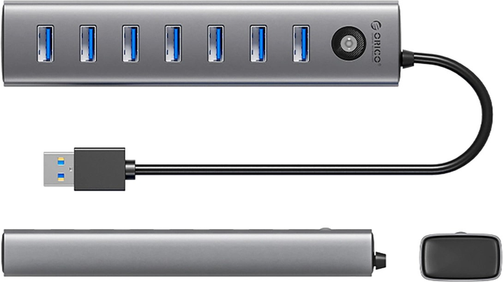 Hub USB Orico 7x USB-A 3.0 + USB-C 5V/3A 1m (CL7U-U3) - obraz 2