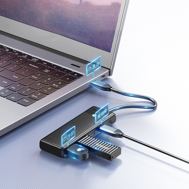 Hub USB Orico Docking Station 2x USB-A 3.0 + 2x USB-C 3.0 (PAPW2AC-C3) - obraz 6