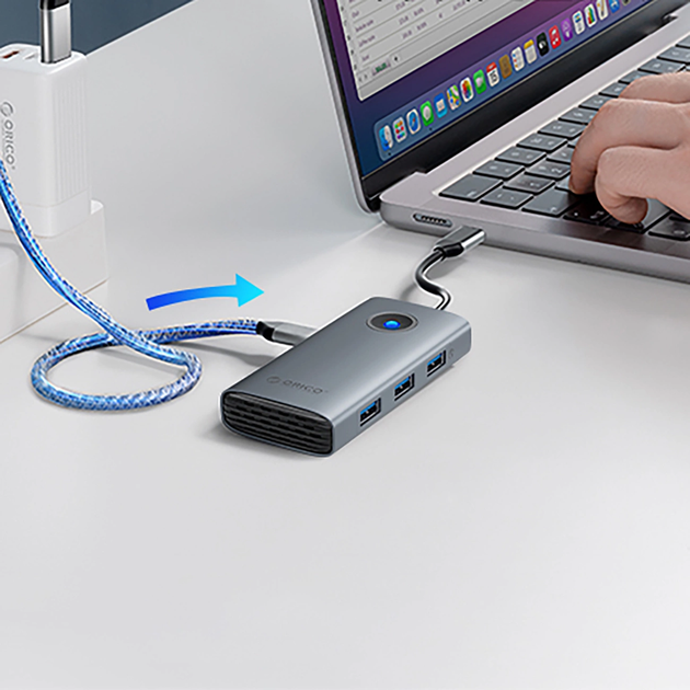 Hub USB Orico Docking Station 3x USB-A 3.0 + 1x USB-C 2.0 + 1x HDMI (PW11-6P) - obraz 4