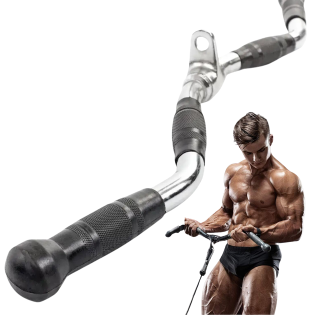 Ручка для верхней тяги York Fitness 70 см W-образная с резиновыми ручками хром - изображение 9