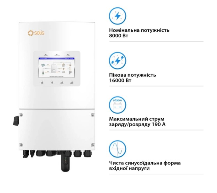 Гибридный солнечный инвертор (hybrid) Solis Solar S6-EH1P8K-L-PLUS - изображение 2