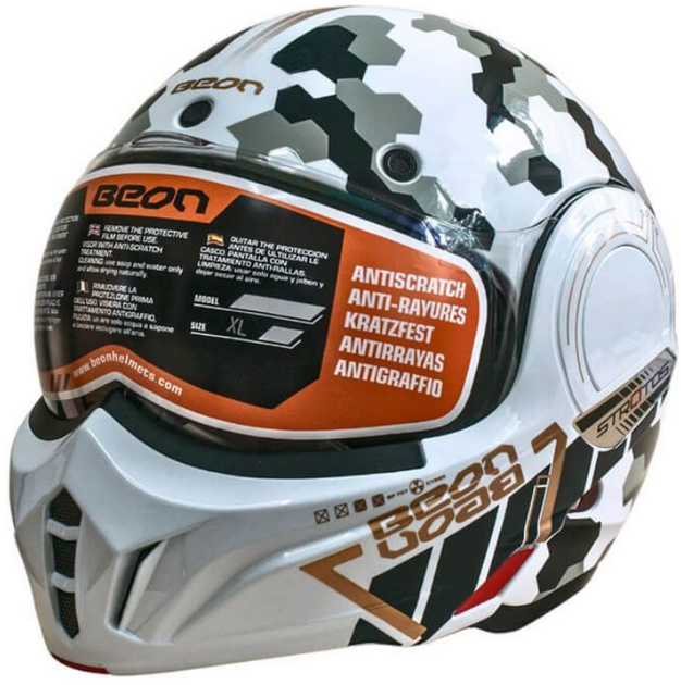 Мотошолом модульний Beon B-707 213 Shiny White Розмір XXL Глянцевий Білий (298704) - зображення 3