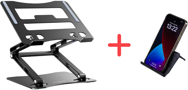 Podstawka pod laptopa Wozinsky WRS-CPY75DSB Black (5907769364624) + Podstawka do smartfona gratis! - obraz 1
