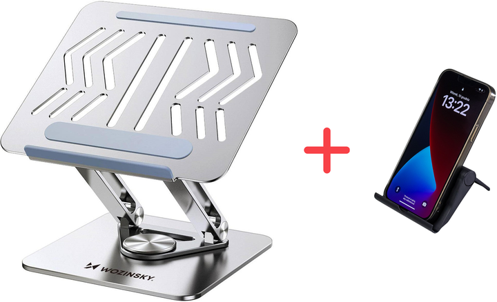Podstawka pod laptopa Wozinsky WRS-CPY84SS Silver (5907769364617) + Podstawka do smartfona gratis! - obraz 1