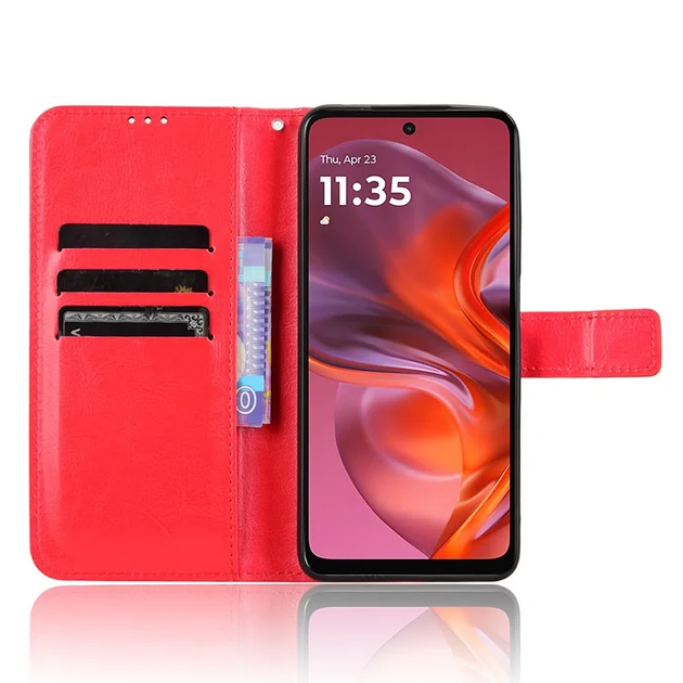 Чехол Idewei для Motorola Moto G05 книжка кожа PU с визитницей красный - изображение 5