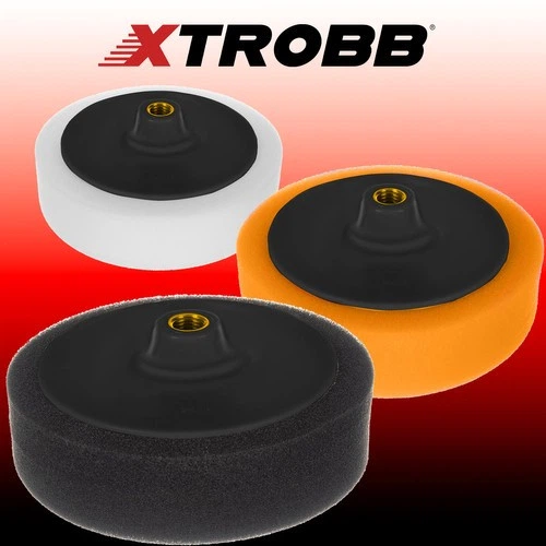 Набір полірувальних насадок Xtrobb 3 шт 150 мм М14 з адаптером для дриля та шуруповерта чорна жовта біла для професійного догляду за авто - зображення 8