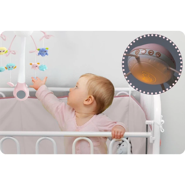 Мобиль на детскую кроватку Ricokids RK-813 с проектором, мелодиями и пультом управления Розовый - изображение 4