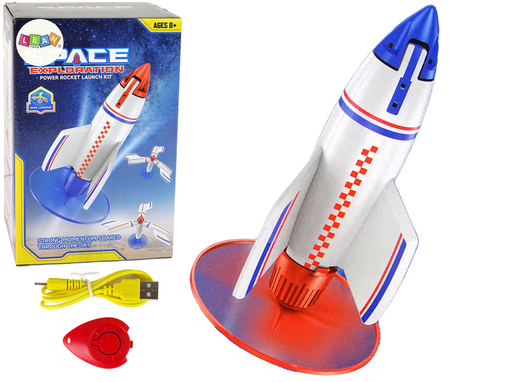Іграшка LEAN Toys Ракета з зарядним пристроєм Біла 21 см (5905679071960) - зображення 2