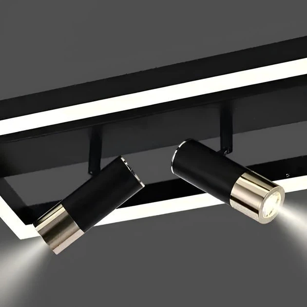 Потолочная LED люстра с поворотными спотами 42W+10W на пульте 3000-6000К черно-золотая Svet SY-16044/3 BK+FGD - Фото 3 Потолочная LED люстра с поворотными спотами 42W+10W на пульте 3000-6000К черно-золотая Svet SY-16044/3 BK+FGD - изображение 3