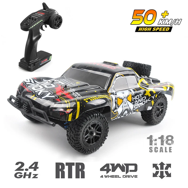 Радіокерована машинка KFPLAN KF19 1:18 4WD на пульті керування до 30 км/год, RC позашляховик, монстр-трак, джип для бездоріжжя, LED, акумулятор - зображення 5