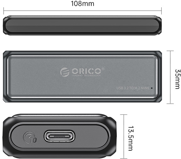 Obudowa dysku Orico DDM2-C3-G2 M.2 NVME USB-A USB-C 3.2 (6942227137784) - obraz 2