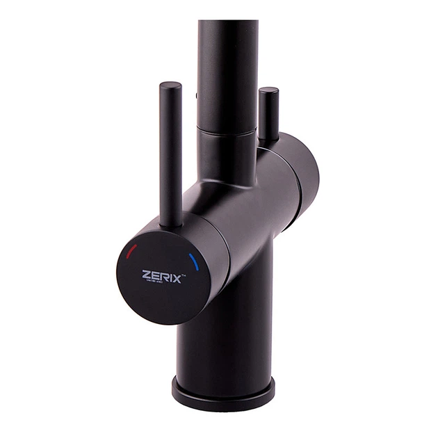 むーちゅ Кухонний змішувач на дві води Zerix LUX-024 Black з висувною