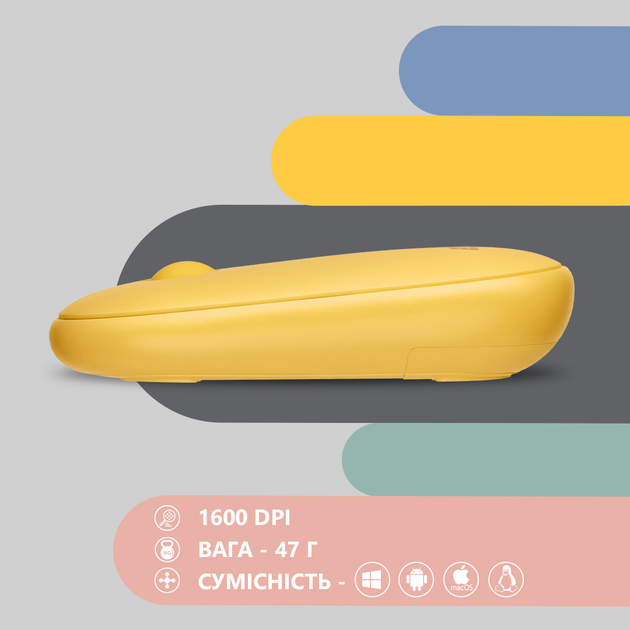 Мышь 2E MF300 Silent WL BT Sunny yellow (2E-MF300WYW) + Игровая поверхность 2E Capybarra S Blue в подарок! - изображение 7