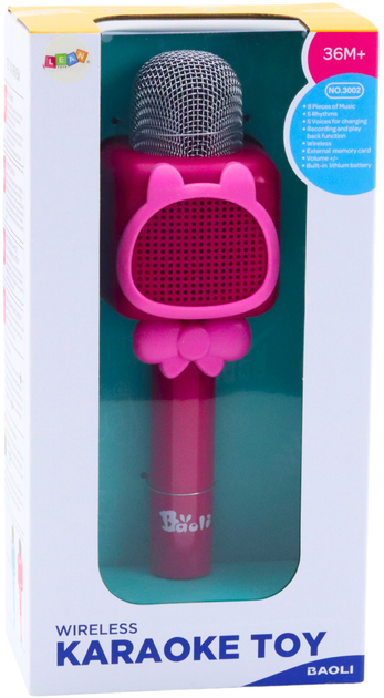 Бездротовий мікрофон для караоке Lean Toys із записом та зміною голосу Bluetooth Рожевий 24708 (5905991057581) - зображення 1