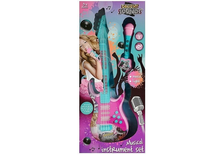 Gitara Lean Toys z mikrofonem do karaoke ze światłami i dźwiękami 6749 (5905884456224) - obraz 1