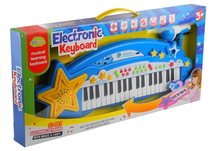 Клавіатура Lean Toys на 37 клавіш з мікрофоном MP3 Синя 3360 (5905884457658) - зображення 1