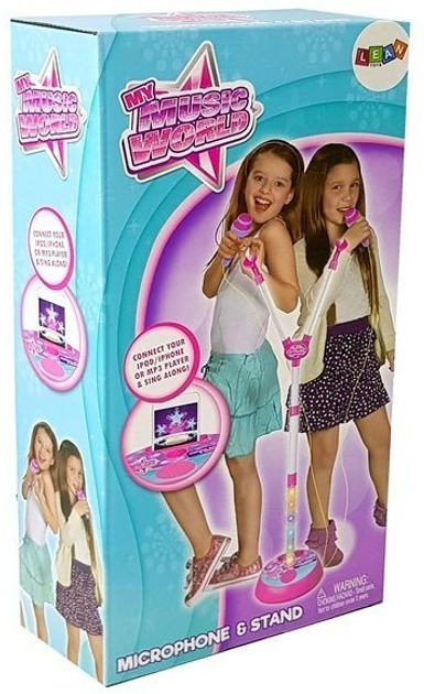 Мікрофон Lean Toys подвійний зі штативом, музикою та світлом 7823 (5903802454147) - зображення 1