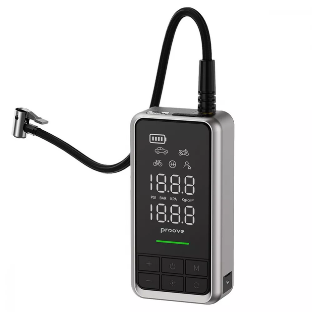 Пусковое устройство и насос 2в1 Proove Air Jump, 10400mAh, 1000A, LED-дисплей, Type-C, USB Серый - изображение 4