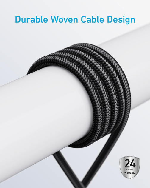Kabel Anker USB-C to USB-C 240W 0.9m Black (A81D5H11) - obraz 5