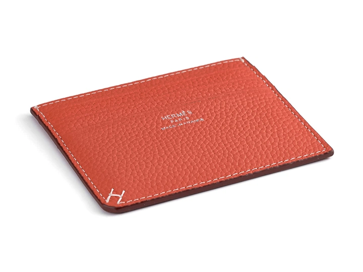 Картхолдер з натуральної шкіри Hermes 219 Orange помаранчевий - зображення 4