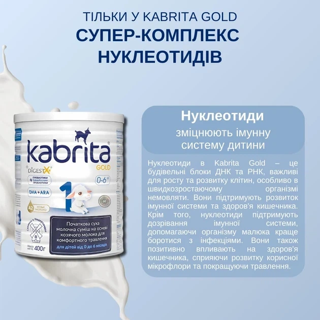 Детская смесь Kabrita 1 Gold (0-6 мес) на козьем молоке 800 г - Фото 6 Детская смесь Kabrita 1 Gold (0-6 мес) на козьем молоке 800 г - изображение 6
