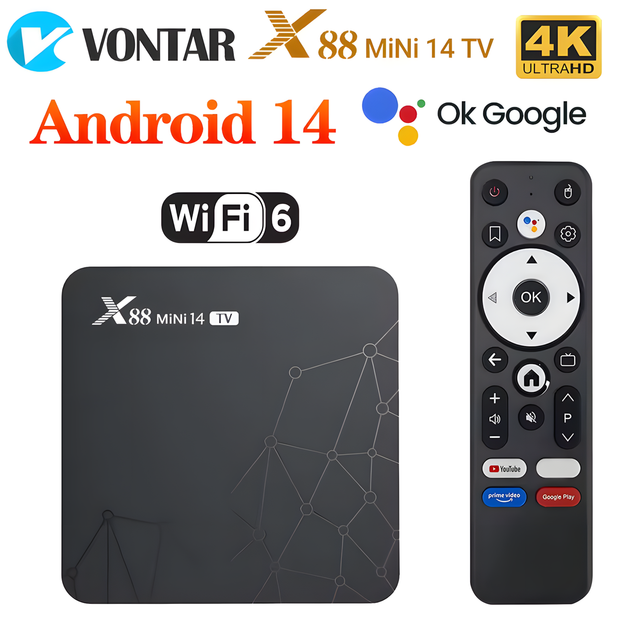 Смарт-приставка X88 Mini 14 TV Box Android 14 RK3518 2/16 ГБ с