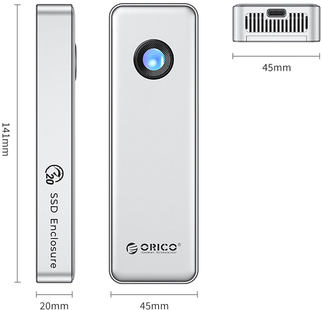 Obudowa dysku Orico OUM2-G20 M.2 NVME USB-C 3.2 (6942227137876) - obraz 2
