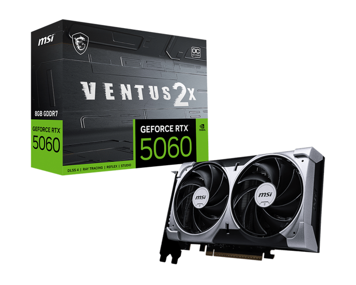 Відеокарта MSI GeForce RTX5060 VENTUS 2X BLACK 8G OC (V537-002) - Фото 1 Відеокарта MSI GeForce RTX5060 VENTUS 2X BLACK 8G OC (V537-002) - изображение 1