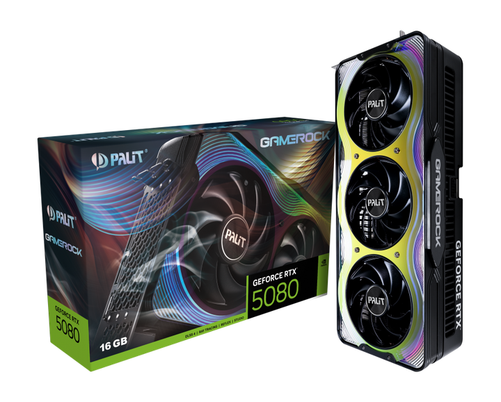 【中古美品】PALIT GEFORCE RTX 5080 16GB Видеокарта Palit GeForce RTX 5080 GameRock (NE75080019T2-GB2030G