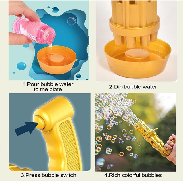 Генератор мильних бульбашок Bubble Gun Blaster "Кулемет" Bambi bb-04893 - зображення 4