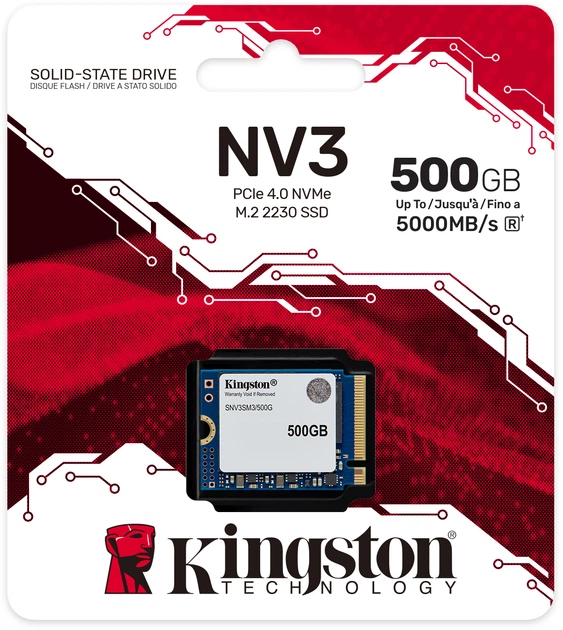 Dysk SSD Kingston NV3 500GB M.2 2230 NVMe PCIe 4.0 x4 3D NAND (SNV3SM3/500G) - obraz 3