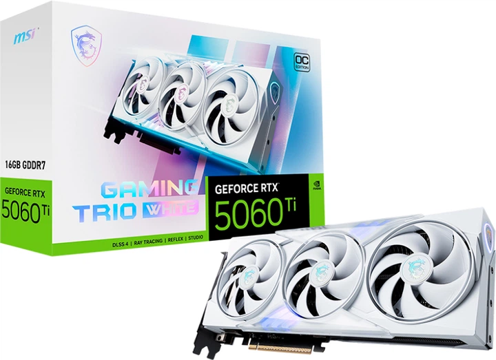 Видеокарта MSI PCI-Ex GeForce RTX 5060 Ti GAMING TRIO OC WHITE