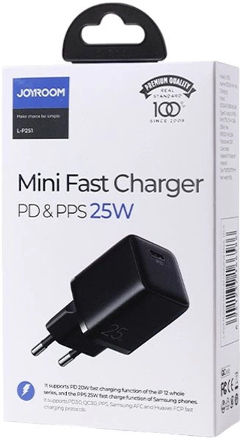 Ładowarka sieciowa JOYROOM L-P251 USB-C 25W PD 3.0 Black (6941237166586) - obraz 2