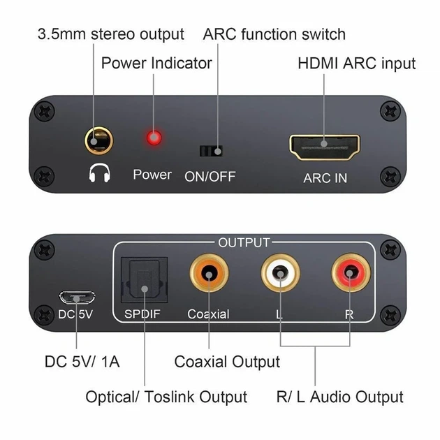 Активный аудио экстрактор U&P Audio Extractor ARC HDMI - SPDIF / Coaxial / RCA Black (AY80BK) - изображение 5