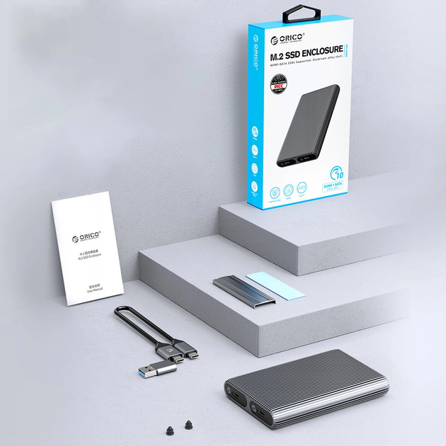Зовнішня кишеня Orico AM2C3-2N Dual-bay M.2 NVME USB-C 3.2 (6942227137678) - зображення 6