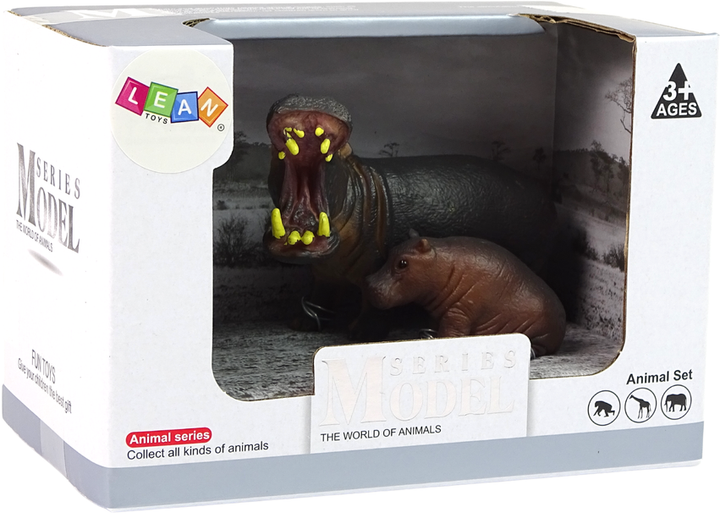 Zestaw figurek Lean Toys Zwierzęta Świata Hipopotam z Młodym 2 szt (5905214971199) - obraz 1