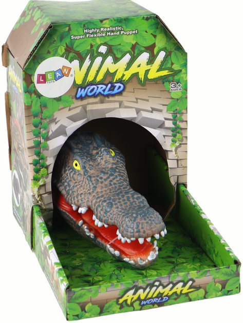 Figurka Lean Toys Pacynka na rękę Krokodyl Szary 8 cm (5905515356800) - obraz 1