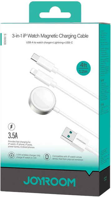Бездротовий зарядний пристрій Joyroom S-IW008 3in1 USB-A - Lightning/USB-C 3.5W White (6956116771300) - зображення 6