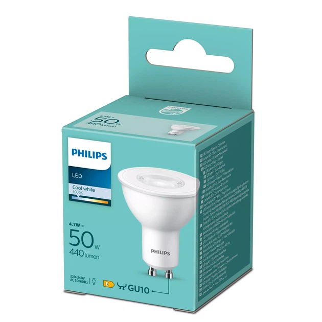 Світлодіодна лампа Philips GU10 4.6Вт 4000K (нейтральне) 350 люменів 929003038301 - изображение 2