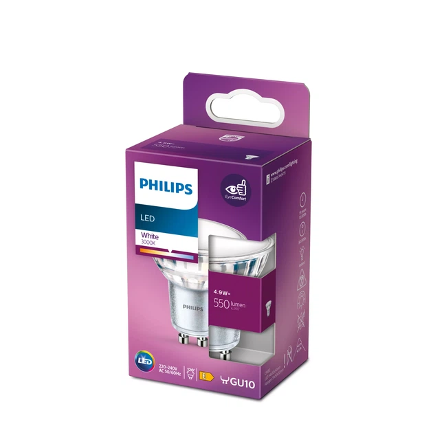 Світлодіодна лампа Philips GU10 4.9Вт 3000K (нейтральне) 550 люменів 929002981250 - зображення 2
