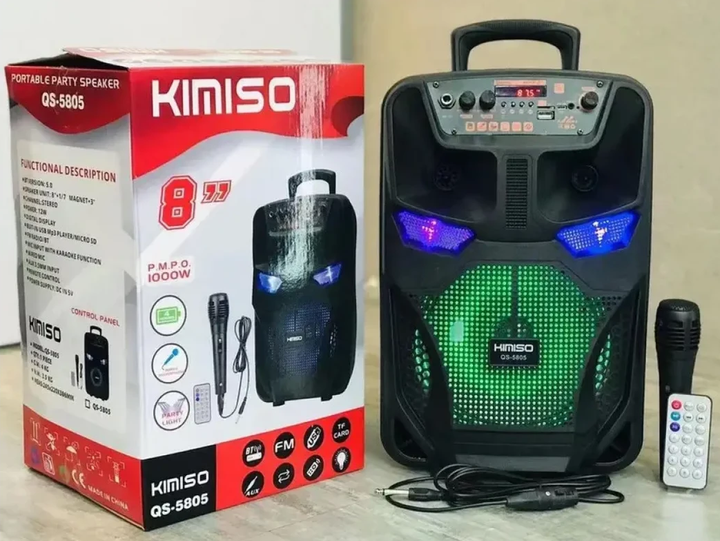 Колонка портативна Kimiso QS-5805 з мікрофоном і світломузкою - Фото 1 Колонка портативна Kimiso QS-5805 з мікрофоном і світломузкою - зображення 1