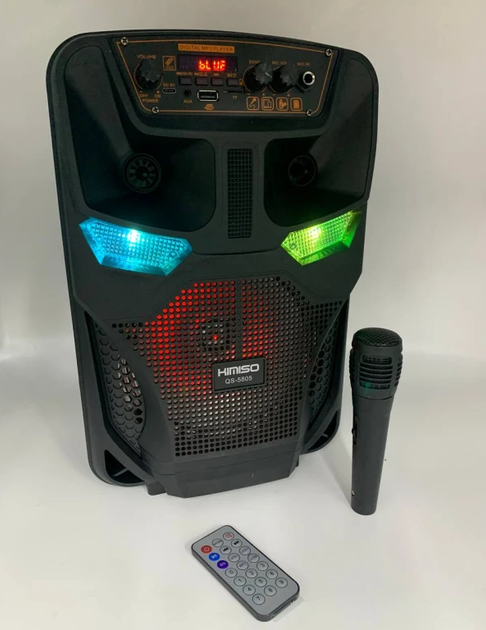 Колонка портативна Kimiso QS-5805 з мікрофоном і світломузкою - Фото 6 Колонка портативна Kimiso QS-5805 з мікрофоном і світломузкою - зображення 6