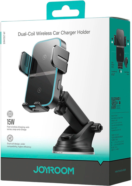 Uchwyt samochodowy do telefonu Joyroom JR-ZS246 Qi 15W Black (6956116728762) - obraz 2