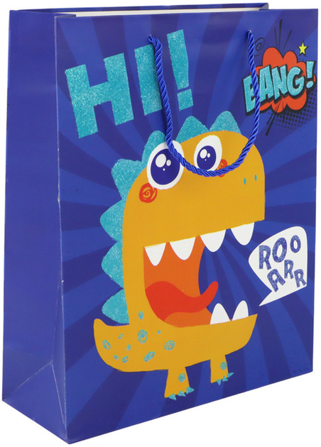 Torebka prezentowa LeanToys Dinozaur Niebieska 32 x 26 x 10 cm (5905884453230) - obraz 2