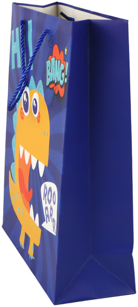 Torebka prezentowa LeanToys Dinozaur Niebieska 32 x 26 x 10 cm (5905884453230) - obraz 3